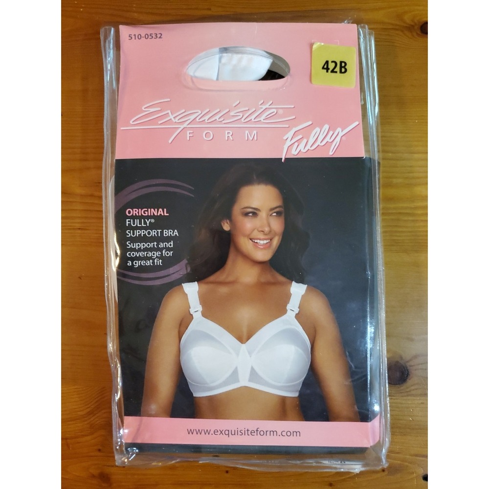 NWT Exquisite Form Fully Wireless Original Full Support White Bra 5100532 Sz 42B